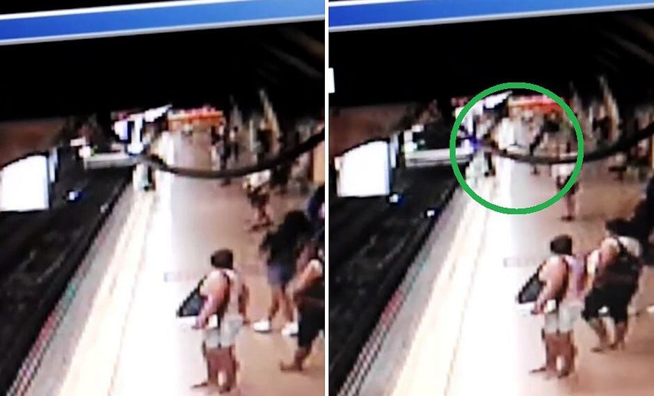 Sujeto empuja a joven a las vías del tren y este se salva de ser arrollado│VIDEO
