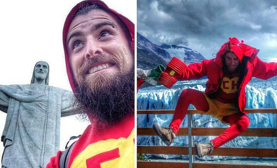 Deja su trabajo en México para recorrer el mundo vestido del Chapulín Colorado (FOTOS)