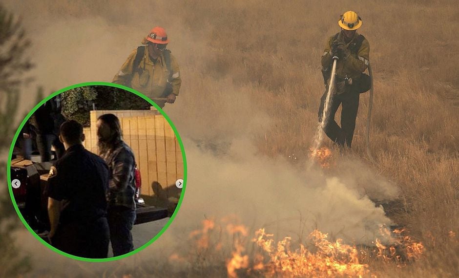 Conocida estrella de rock lleva comida a los bomberos que llevan horas en incendio en California (FOTOS)