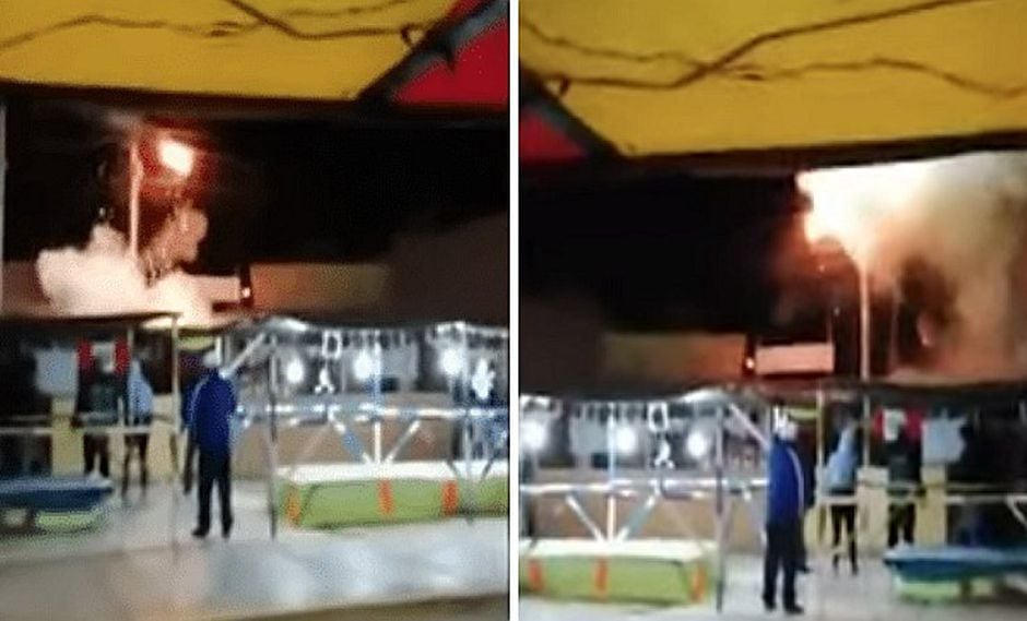 Corto circuito en poste desata pánico en feria de Chiclayo | VIDEO