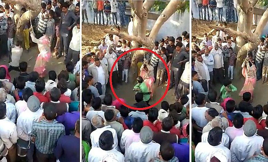 Hombre celoso ata a su esposa a árbol, le da 100 correazos y nadie la ayuda (FOTOS)