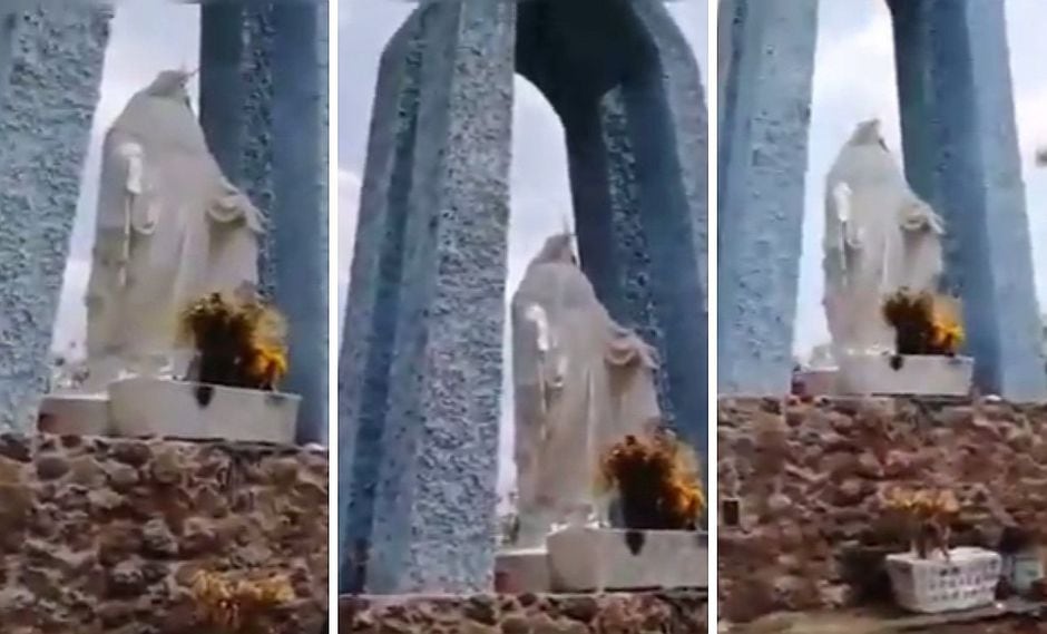 Presunta pandilla deja sin cabeza a virgencita en Arequipa (VIDEO)
