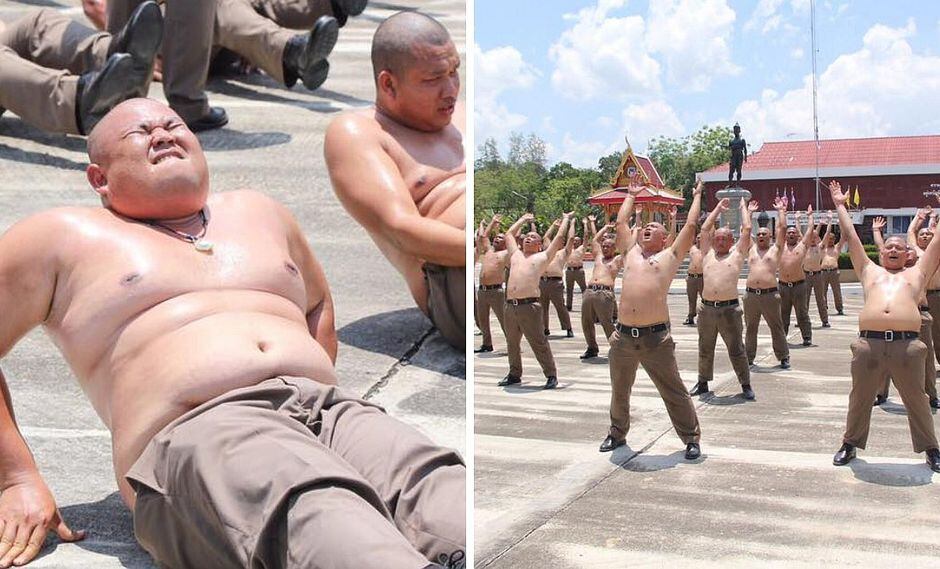 Policías con sobrepeso son enviados a campamento para adelgazar en Tailandia