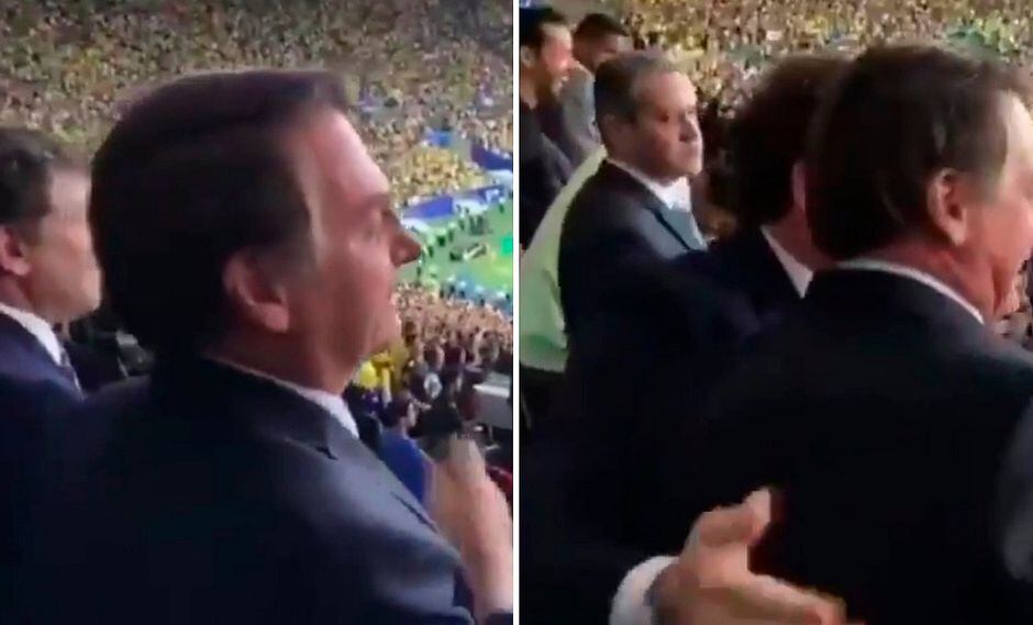 Perú vs. Brasil: presidente de la Conmebol y su abrazo de gol con Jair Bolsonaro│VIDEO