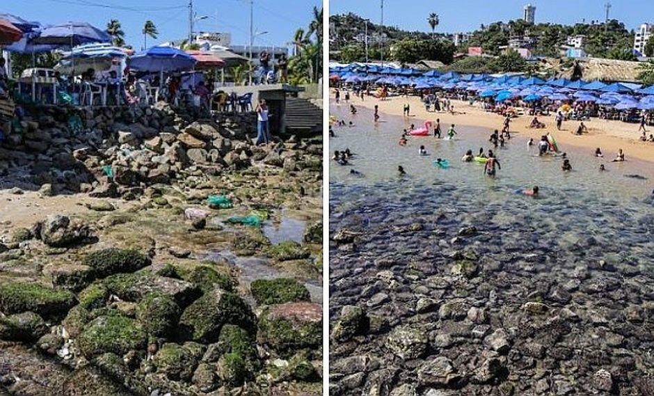Playa de Acapulco retrocede 20 metros y deja impactantes imágenes (FOTOS)