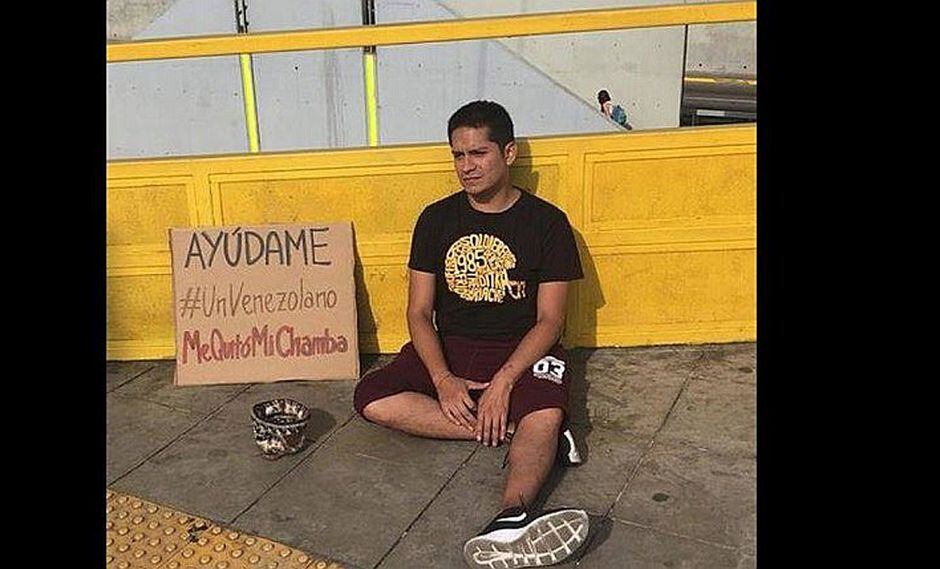 La verdad detrás del joven que pide limosna porque venezolano le quitó su trabajo