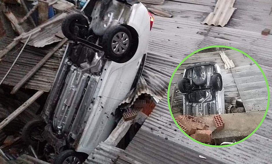 Mujer que aprendía a manejar cae sobre casa y se da a la fuga en Chosica (FOTOS)