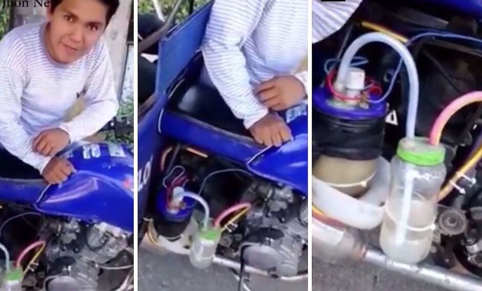 Joven inventa sistema para que las mototaxis funcionen con agua | VÍDEO
